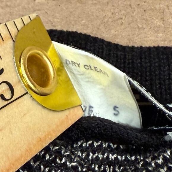 Vintage Black White Abstract Striped Button Cardigan 90s San Remo Petites S - Picture 7 of 8